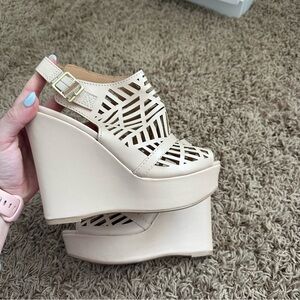 Elegant Cream Wedge Sandals Charlotte Rousse